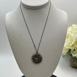 Vintage Sterling Silver Clasp Multi-Stone Bezel Ruby & Sapphire Pendant Necklace